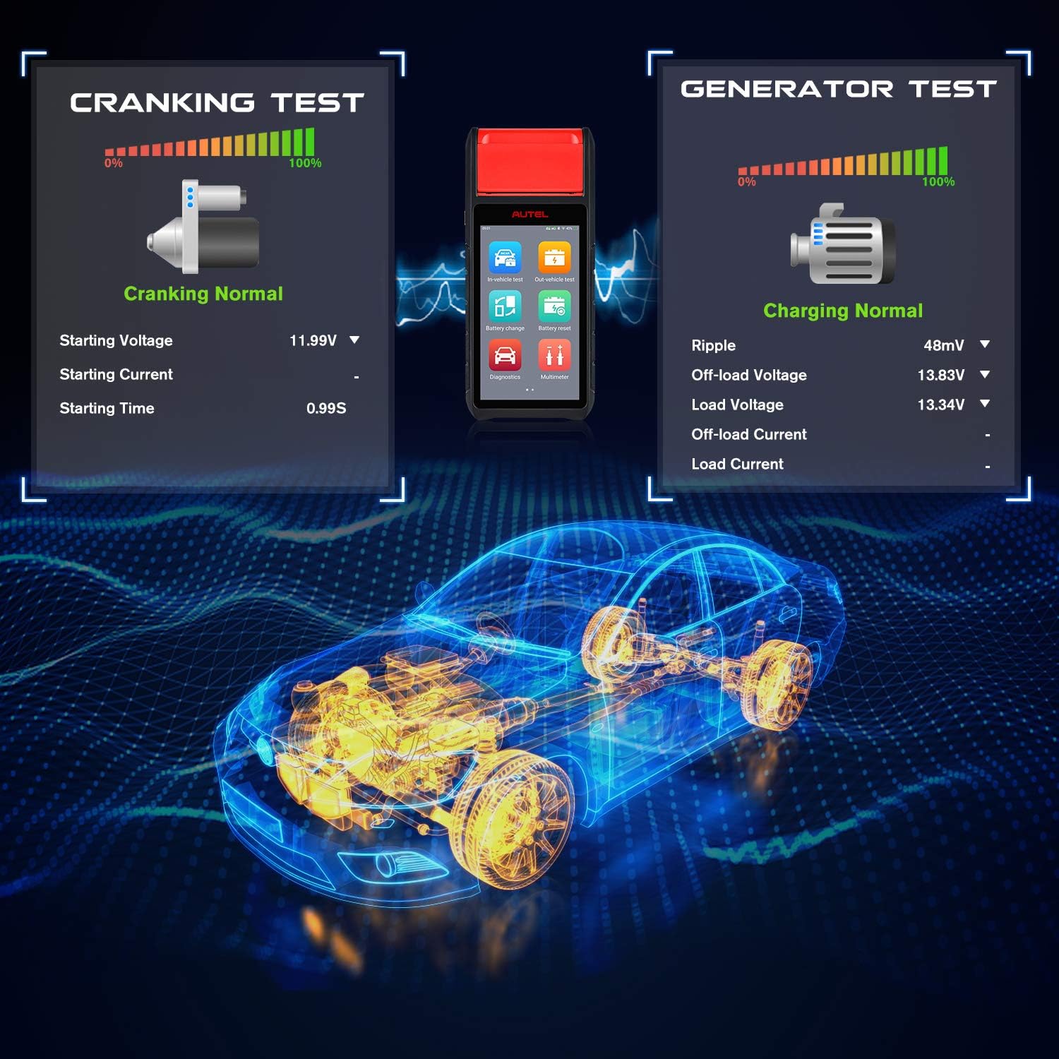 Autel MaxiBAS BT608 (E) Car Battery Tester, 2026 Up of BT508/ BT506, Adaptive Conductance (Worth 1000+), Cranking Charging Test as BT609, Battery Reset, MK808S/ MX808S Full Systems, Built-in Printer