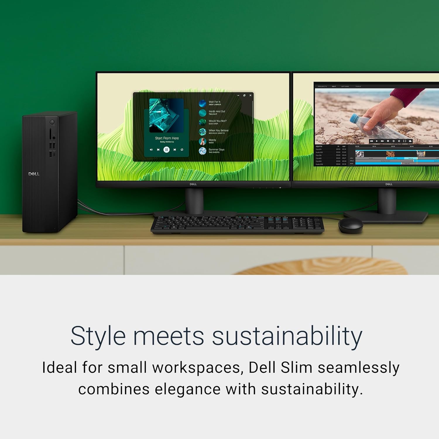 Dell Slim Desktop ECS1250 - Intel Core Ultra 5-225 Processor, UHD Graphics, 16GB Memory, 512GB M.2 SSD, 3.0 SD Card Reader, Wired Keyboard and Mouse, Windows 11 Home, Onsite+Migrate Service