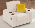 AMERLIFE Corduroy Sofa Chair, Modern Comfy Accent Chair with Cup Holders & USB Ports, Upholstered Living Room Chair, Beige