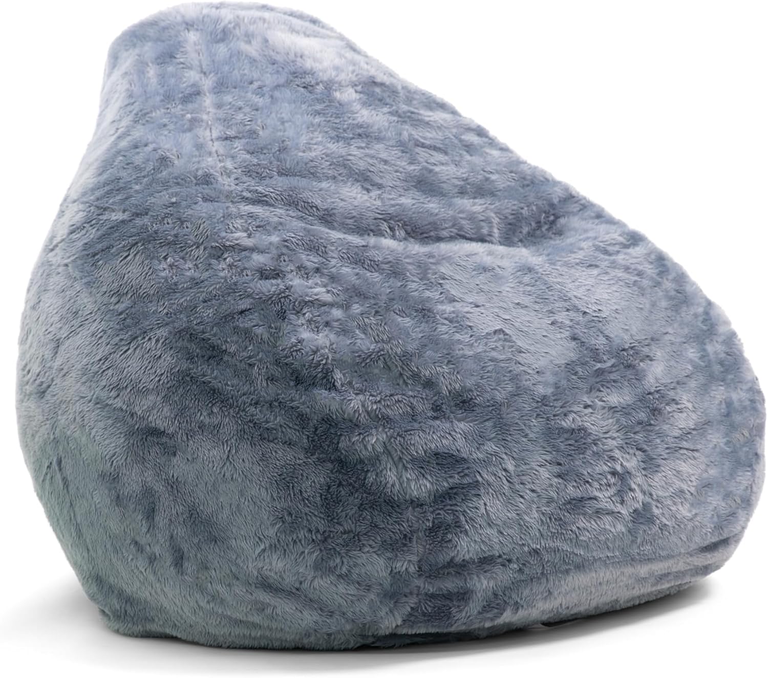 Big Joe Lotus Foam Filled Teardrop Bean Bag Chair with Removable Cover, Stone Short Shag, Soft Faux Fur, 4 feet Big