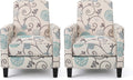 Christopher Knight Home Emmie Fabric Recliner (Set of 2), Light Beige with Blue Floral, Dark Brown