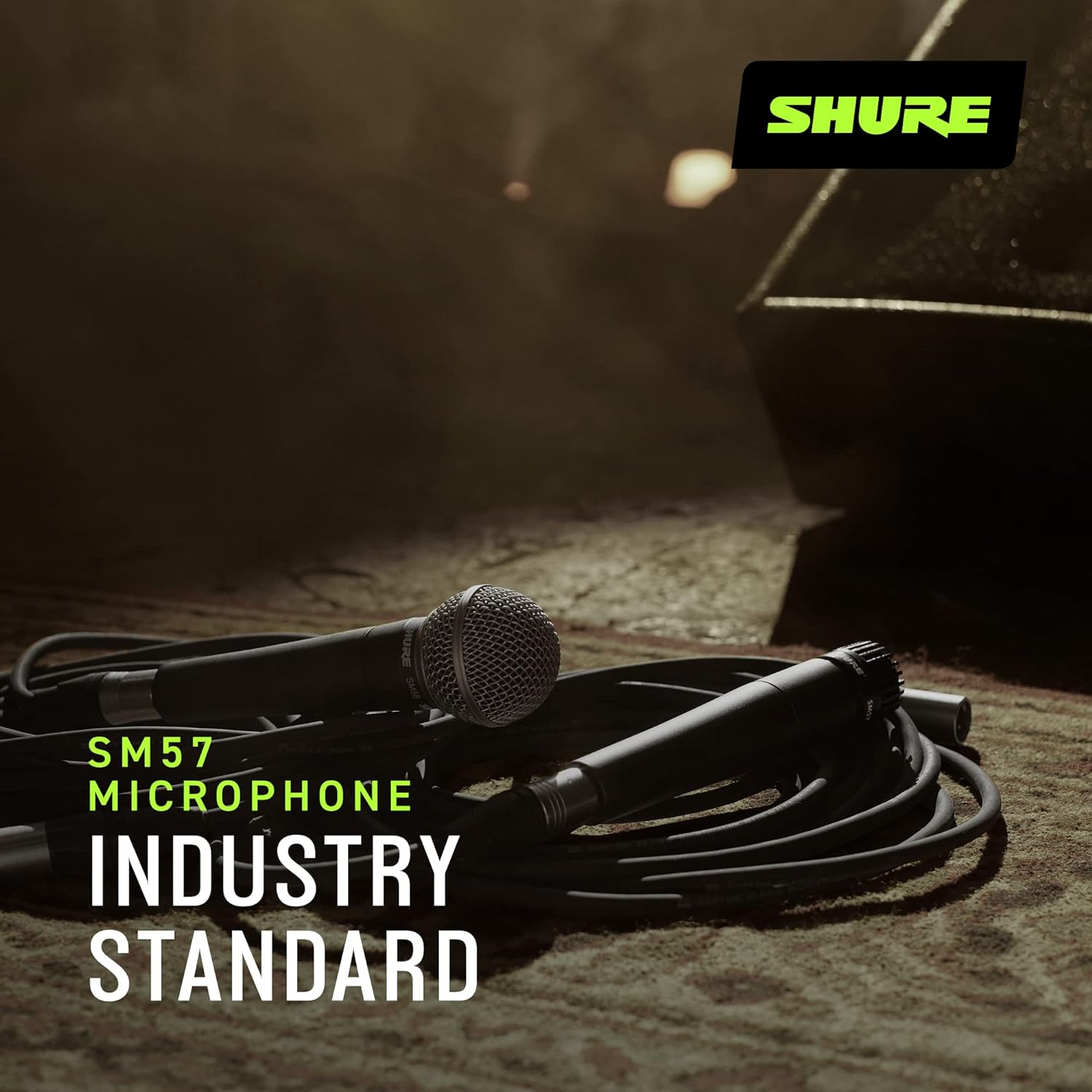Shure SM57 Dynamic Microphone – Wired Cardioid XLR Instrument Handheld Mic for Guitar Amplifiers, Snare Drum, Percussion, Live Sound & Studio Recording, Black