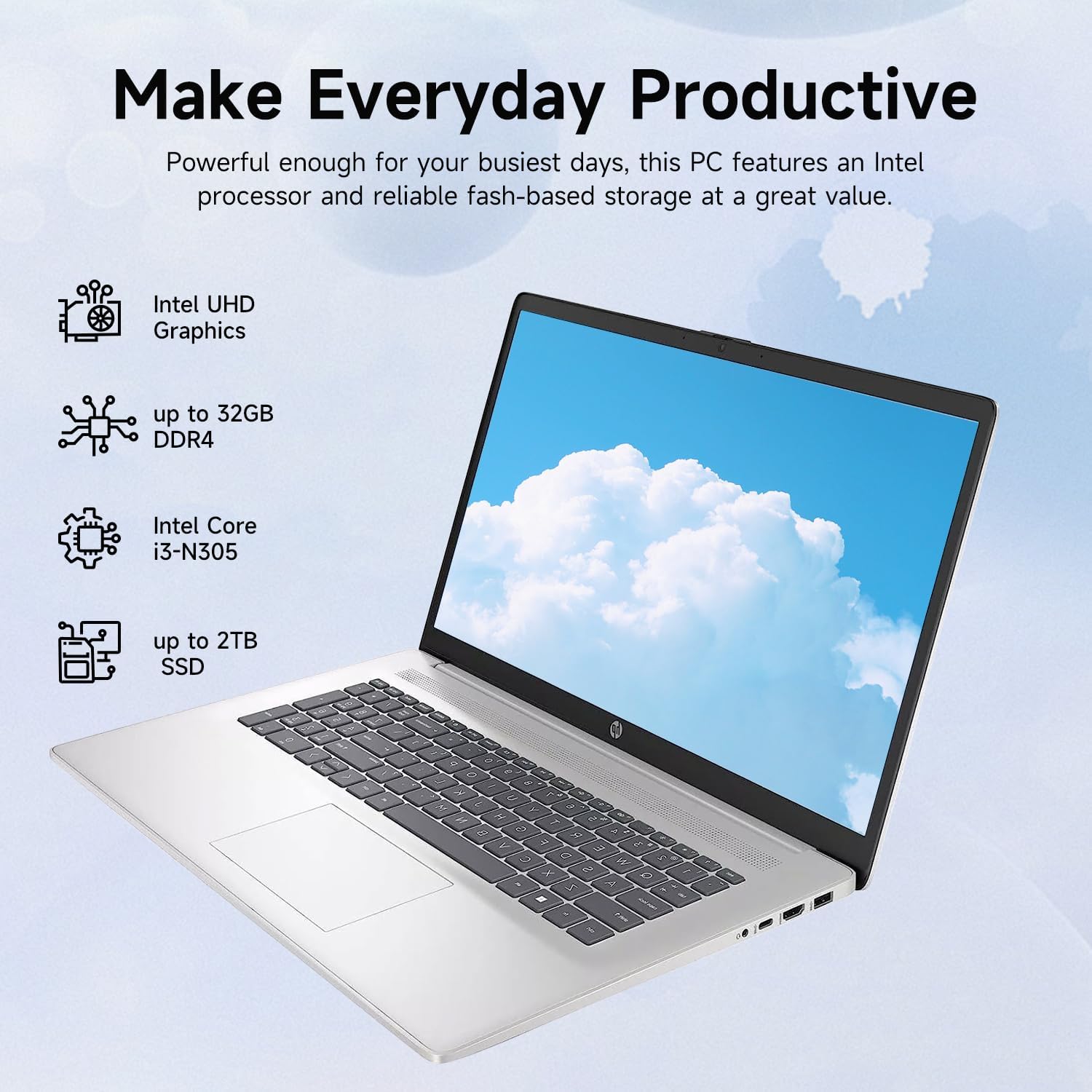 HP 17.3" Laptop for Home, Students, Business, Lifetime Office 365 for The Web, 17.3" Touchscreen, 8-Cores Intel CPU, w/Copilot, 8GB RAM, 128GB eMMC + 512GB PCIe, Camera Privacy Shutter, Win11 Pro