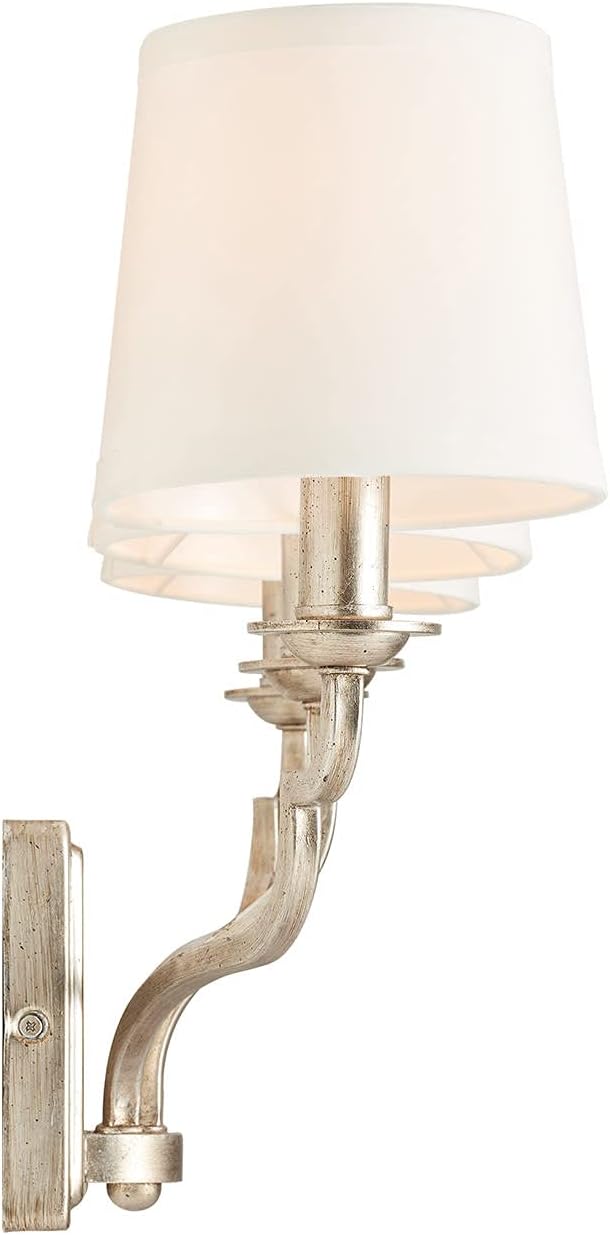 Capital Lighting 138731WG-698 Ophelia White Fabric Bath Vanity Wall Mount, 3-Light 180 Total Watts, 14" H x 25" W, Winter Gold