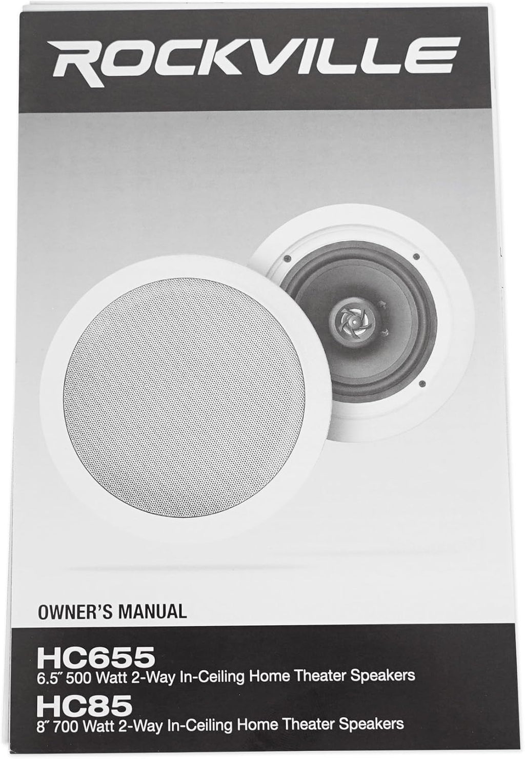 Rockville HC655 6.5 in 500 Watt 2-Way in-Ceiling Home Theater Speakers 8 Ohm, Aim-able Swivel Tweeter, Paintable Grills, Clear Audio, for Home Theater and Multi-Room Audio, 5-Pairs