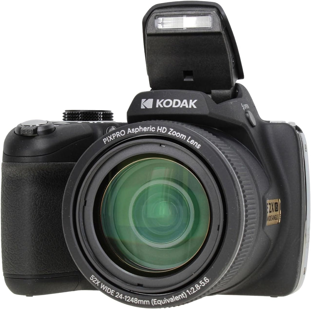 Kodak PIXPRO Astro Zoom AZ528 16MP Vlogging Digital Camera (Black) with 52x Optical Zoom 24mm Wide Angle Lens Bundle with 32GB Memory Card + Vlogger Tripod + Bag + Cleaning Kit + More Accessories