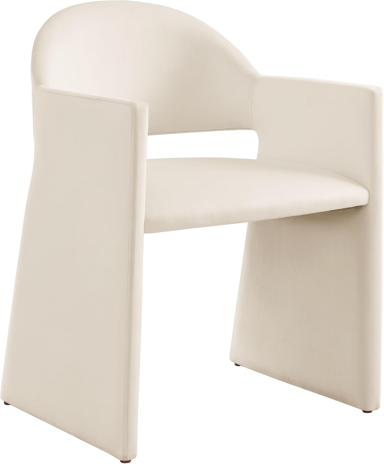 Modway Talia Performance Velvet Dining Armchair in Alabaster - Modern Curved Dining Chair with Open-Back - Stain-Resistant Velvet Barrel Chair - Living Room Accent Chair with Arms