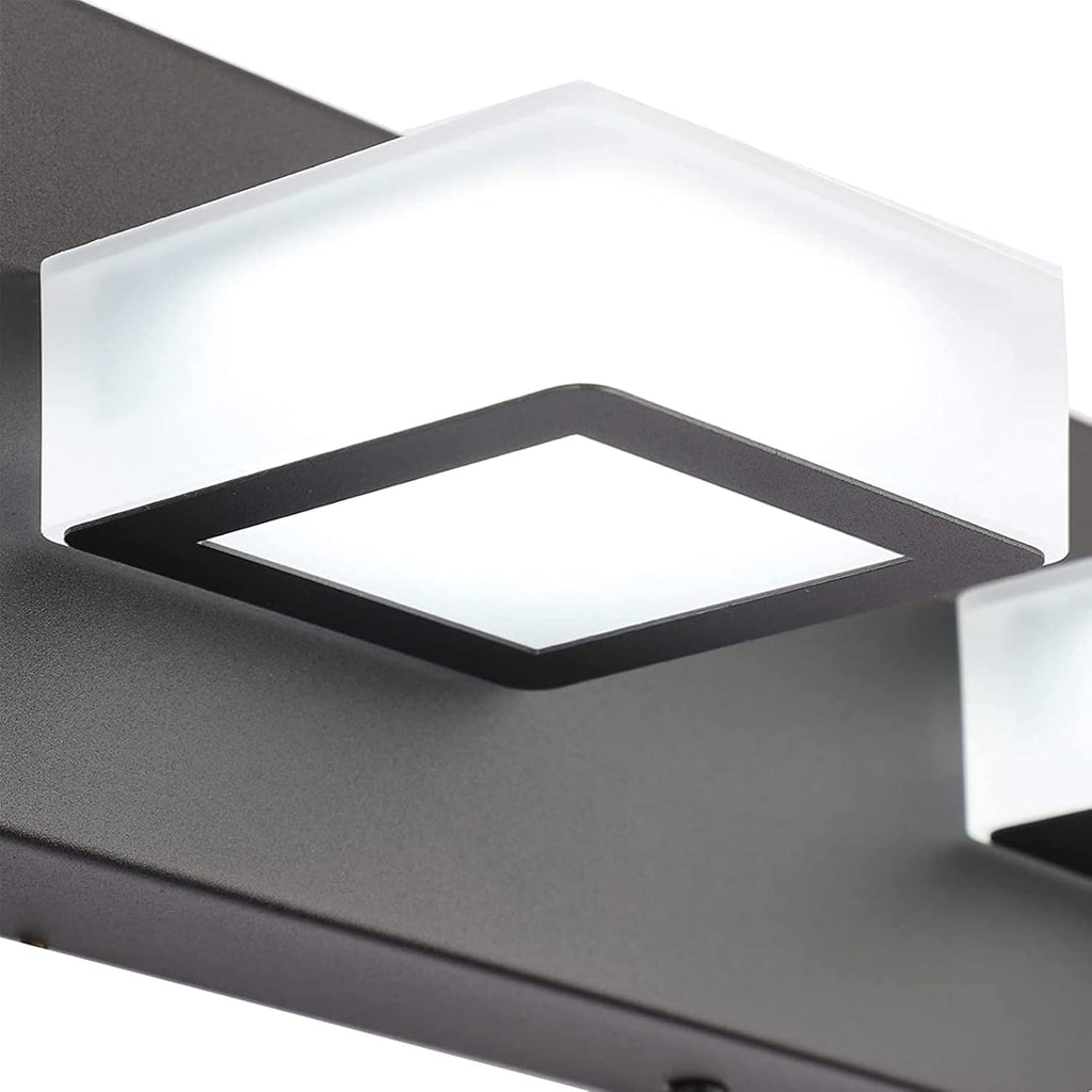 Ralbay 52inch Black Vanity Lights Fixtures 8 Lights LED Modern LED Acrylic Matte Black Vanity Lights Modern Black Bathroom Wall Lighting Over Mirror