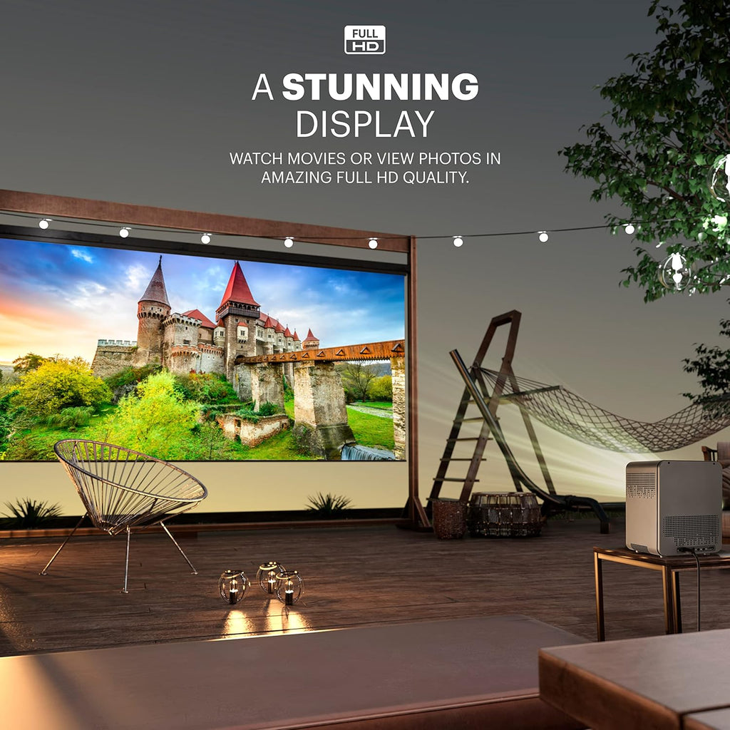 KODAK FLIK HD10 Smart Projector - 1080p Full HD, 200 ANSI Lumens, Dual 5W Speakers - Streams Netflix & YouTube for Smart TV - Google Assistant Remote for Android TV Control - iOS & Android