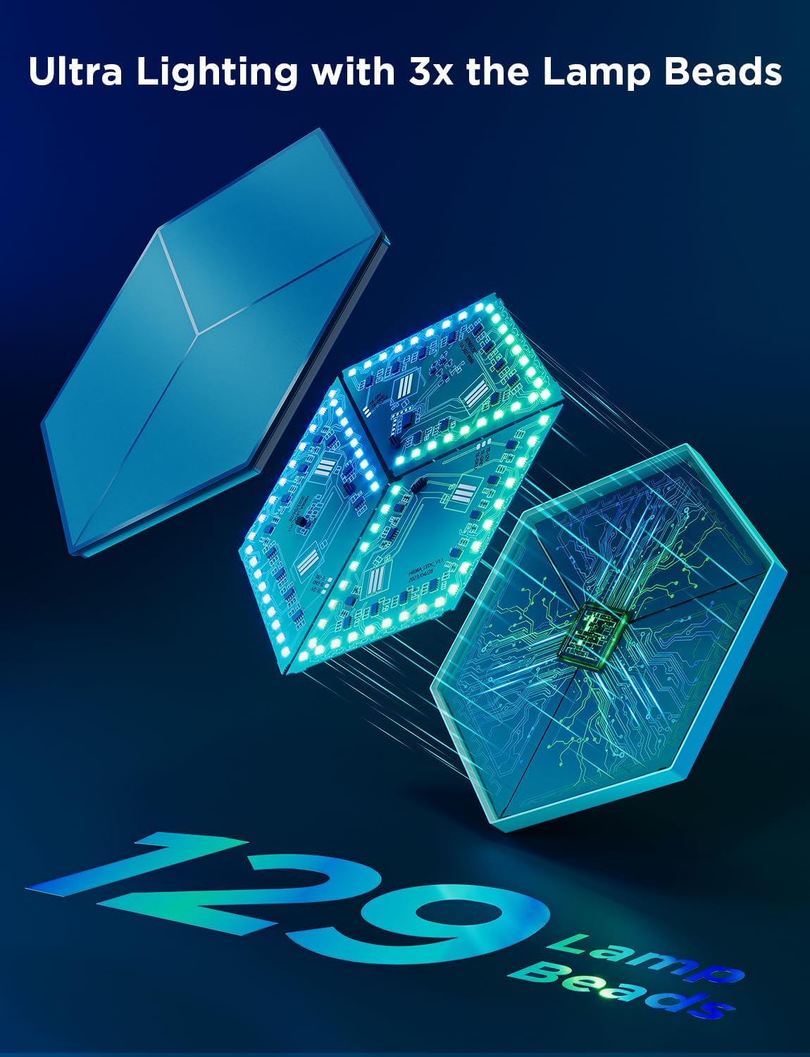 Govee Glide Hexagon Light Panels Ultra, RGBIC 3D Wall Lights with DIY Program, 60 Scenes and 129 Lamp Beads, Upgraded Gaming Light for Gaming Room, Compatible with Alexa, 10 Pack Meteor Gray