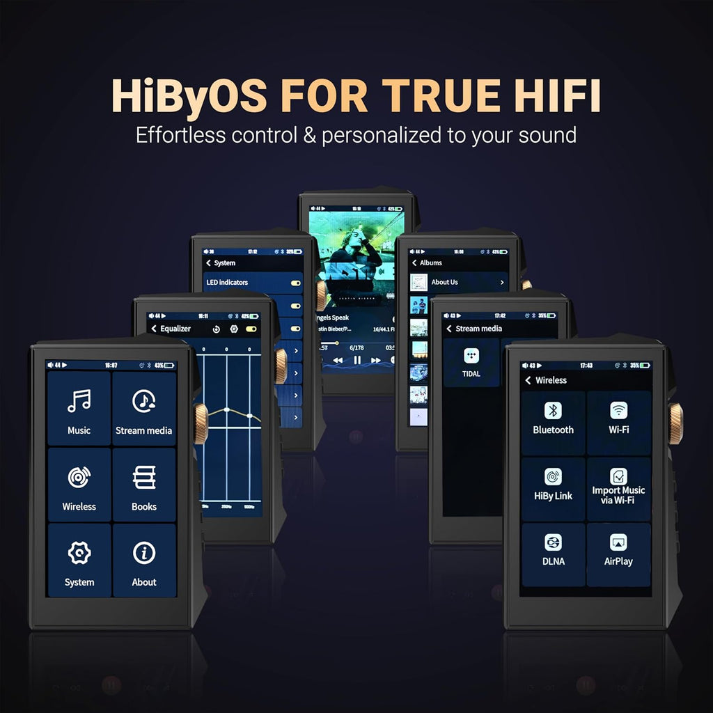 HIDIZS AP80 Pro MAX DAP MP3 Player with Bluetooth 5.1, 2.4G WiFi Hi-Res Streaming Playback, DLNA & AirPlay Wireless, Dual ES9219C DAC Chips Hi-res Audio Player, 2TB SD Card Exention, Blue