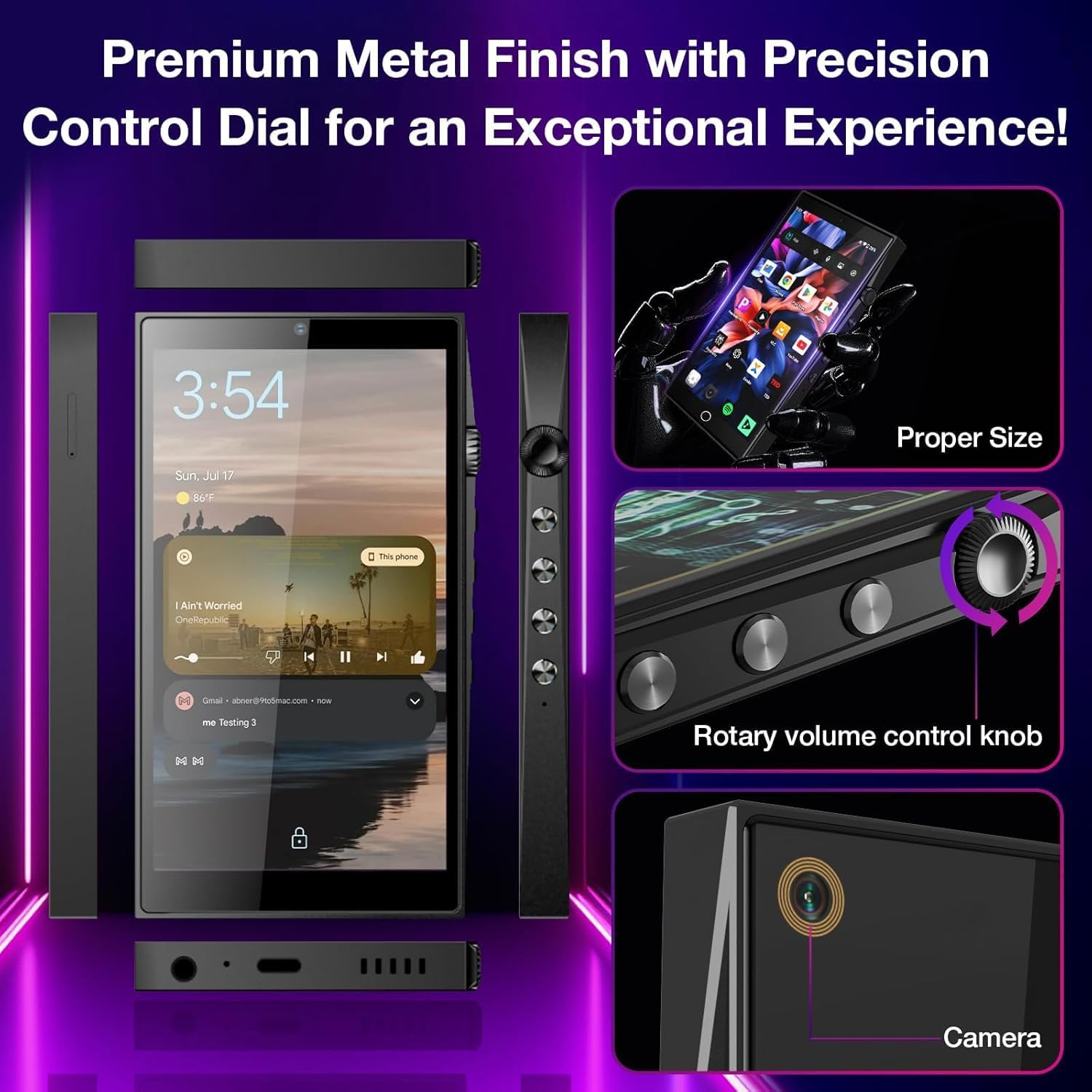 192GB 4.7" Touch Screen(1280P) Mp3 Player with Bluetooth and WiFi, Android 13 Music Player with Spotify,Pandora,Amazon Music,Bluetooth Mp3 Player with Camera,Mp3 & Mp4 Players for Kids