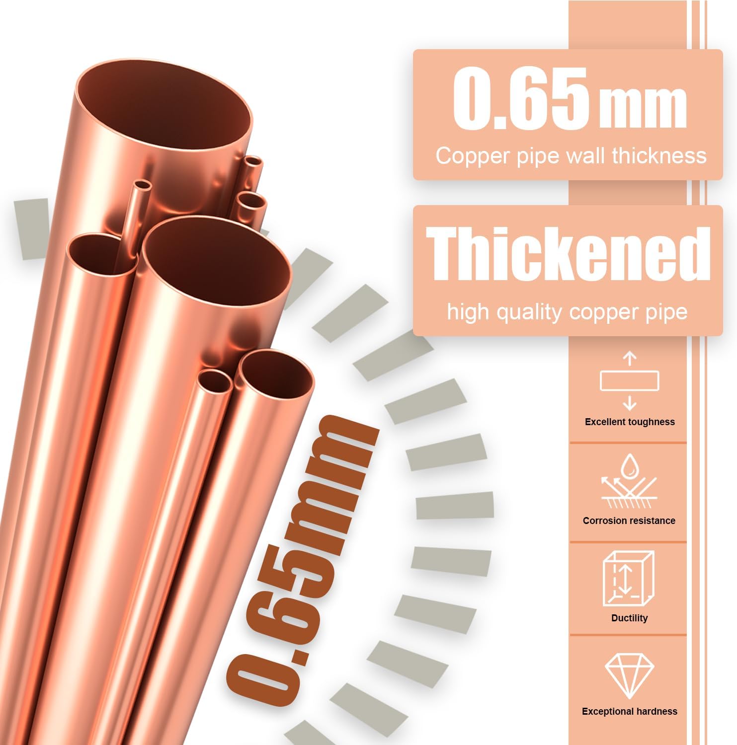 Wostore 50Ft. Mini Split Line Set Includes Two Pipes 1/4" & 3/8" O.D. 3/8" Thickened PE Insulated Coil Copper Line with Nuts for Air Conditioner HVAC Refrigeration and Heating Equipment