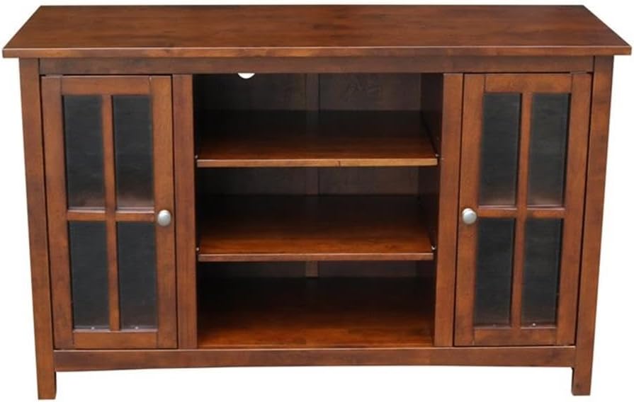 Solid Wood Entertainment / TV Stand with 2 Doors - 48", Espresso