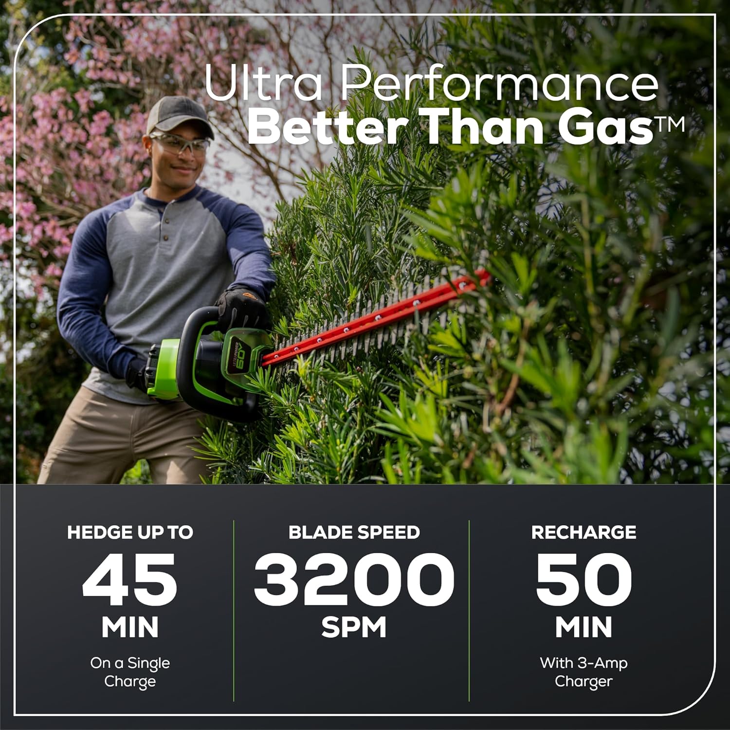Greenworks 60V 26" Brushless Cordless Battery-Powered Hedge Trimmer, 2.0Ah Battery and Charger Included