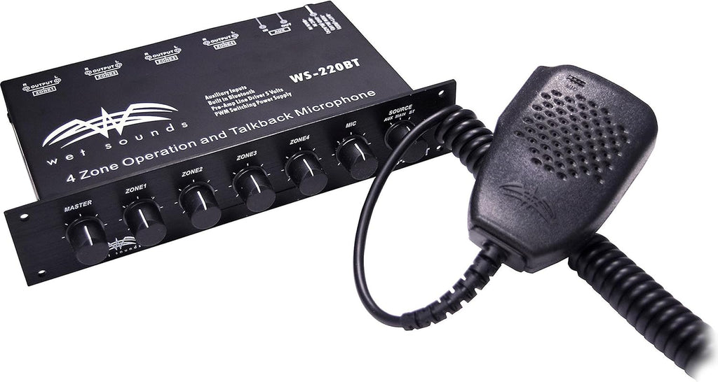 Wet Sounds WS-220 BT Marine 4-Zone Bluetooth Controller with PA