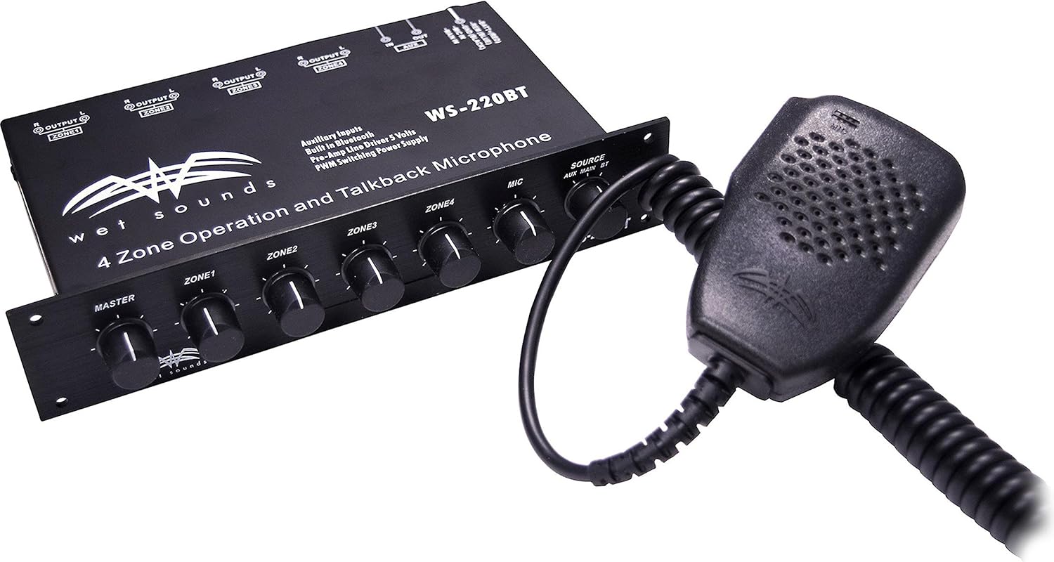 Wet Sounds WS-220 BT Marine 4-Zone Bluetooth Controller with PA