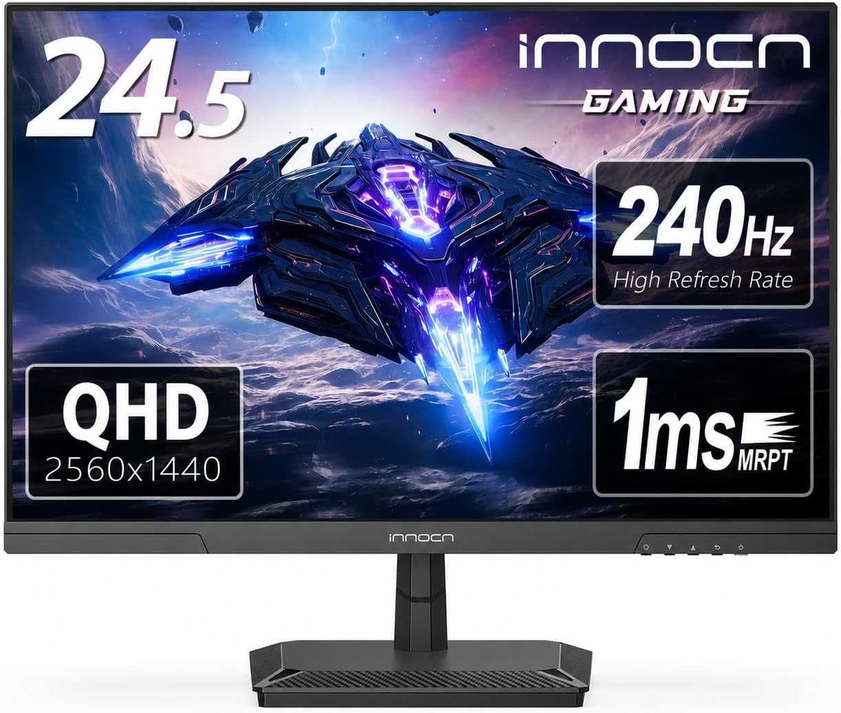 INNOCN 24.5 Inch Gaming Monitor 1440P 240Hz QHD 2K PC Desktop Gaming Screen Fast IPS HDMI 2.1 Display, DisplayPort, Built-in Speaker, 25G2S