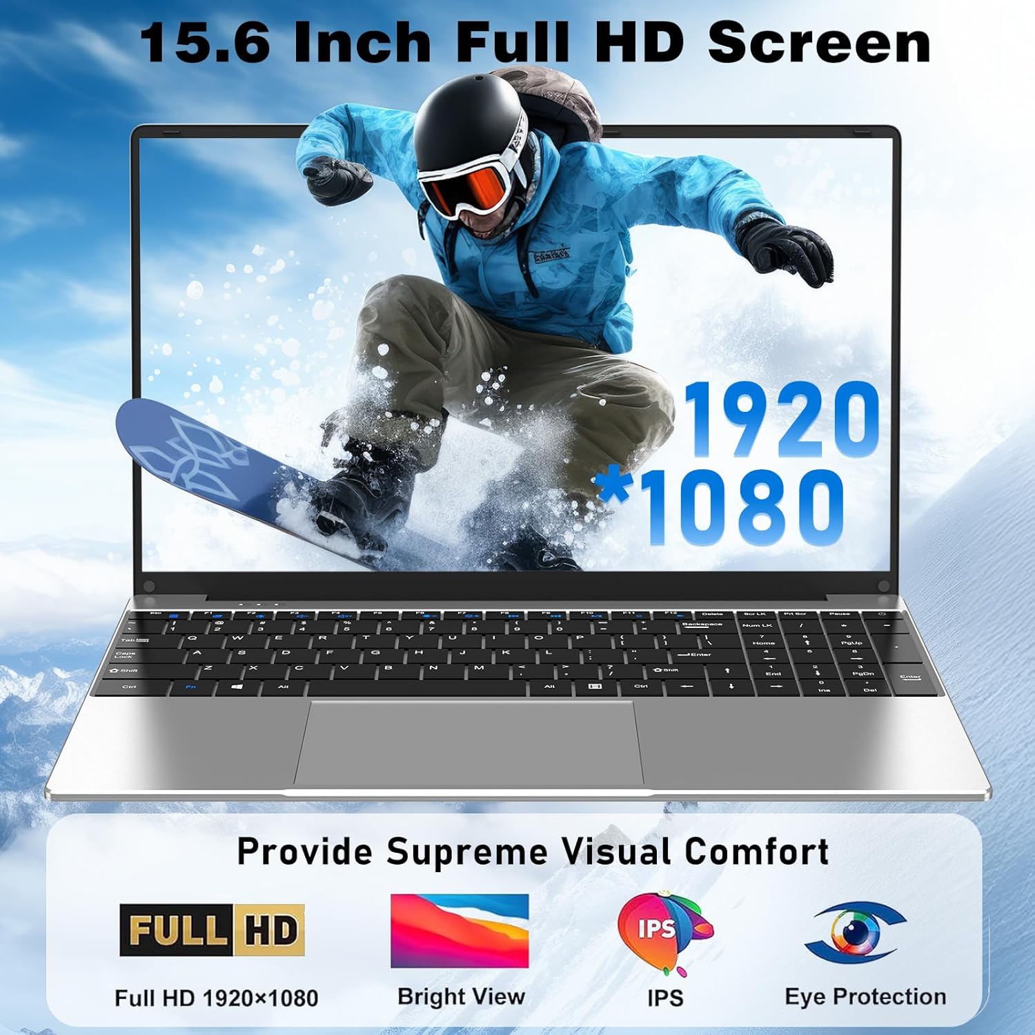 2026 New Laptop Computer, 15.6 Inch Window 11 Pro Lap Top PC 16GB RAM 256GB SSD, Core M3(Beat N4000), 2-Year Warranty, Office 365, FHD 1920 * 1080, 180°Open, UHD Graphics, Full-Size Keyboard