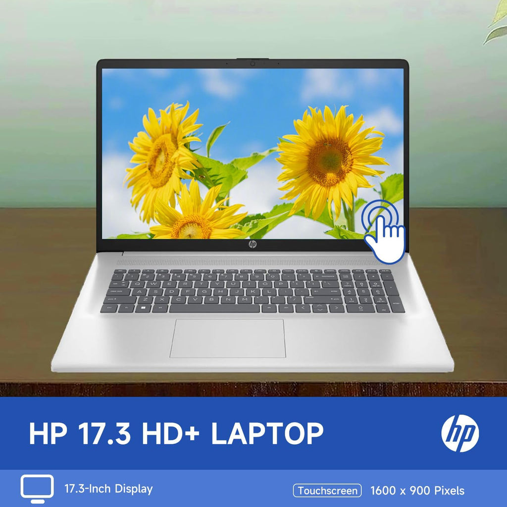 HP 17.3" Laptop for Home, Students, Business, Lifetime Office 365 for The Web, 17.3" Touchscreen, 8-Cores Intel CPU, w/Copilot, 8GB RAM, 128GB eMMC + 512GB PCIe, Camera Privacy Shutter, Win11 Pro