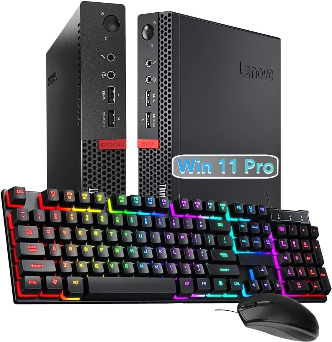 Lenovo ThinkCentre M710Q Mini Tiny Business Desktop PC, Windows 11 Pro, Core i7-6700T, 16GB RAM, 256GB SSD, Keyboard, Mouse, DisplayPort, WiFi (Renewed)