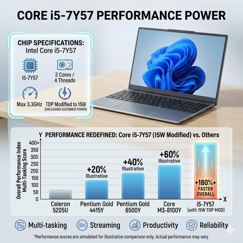 Laptop Computer 15.6 inch, Compatible with Windows 11, Core i5 Processor, Up to 3.3GHz, 4GB RAM, 128GB SSD, Up to 2TB, 15.6" FHD IPS 1920x1080, for Students, Business