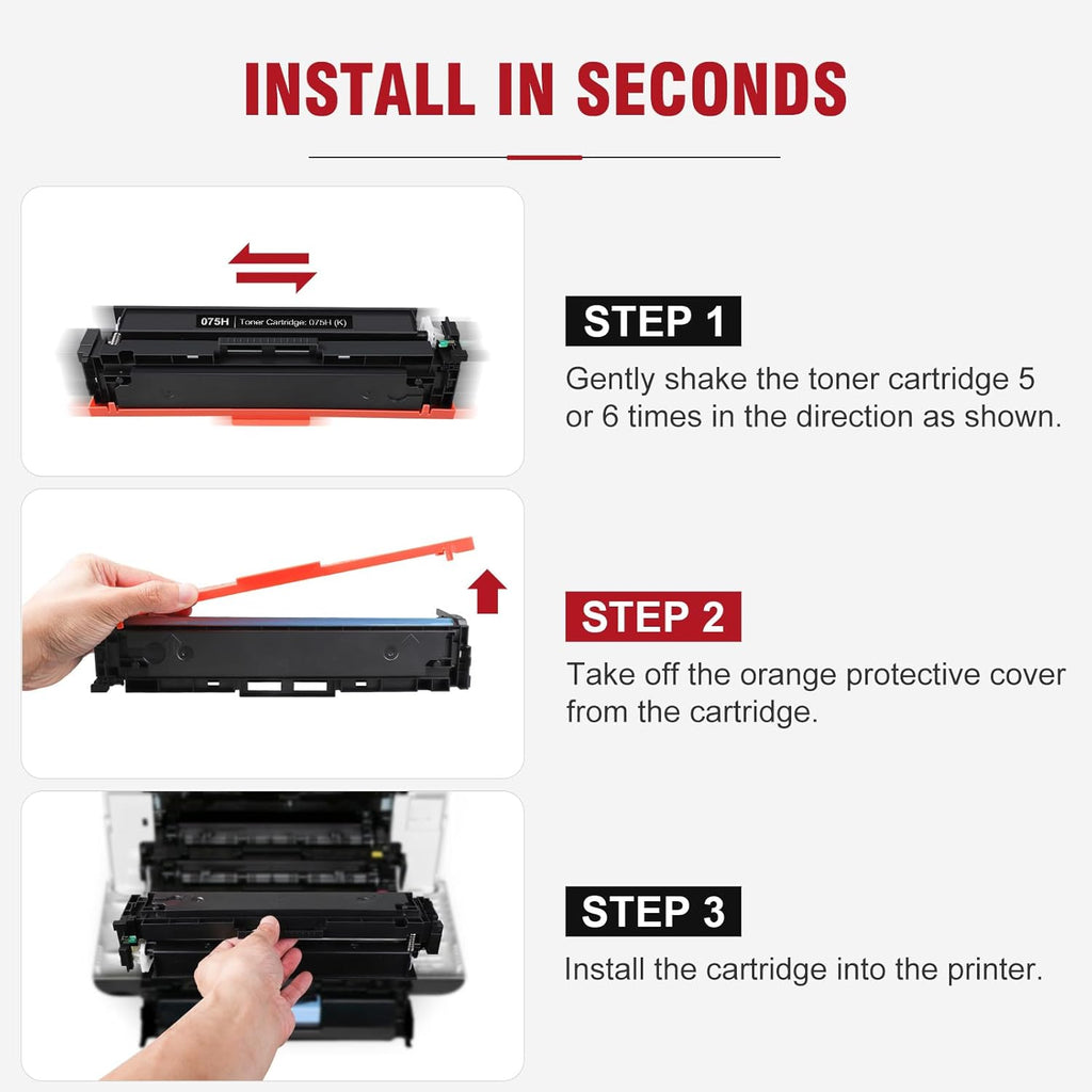 075H 075 High Capacity Toner Compatible Replacement for Canon 075H Toner Cartridge Set Works for Canon Color imageCLASS LBP646Cdw LBP647Cdw MF665Cdw MF663Cdw MF662Cdw LBP640 MF660 Printer Ink, 4-Pack