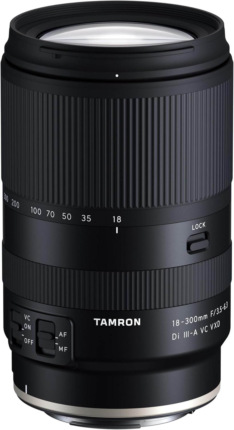Tamron 18-300mm F/3.5-6.3 Di III-A VC VXD Zoom Lens - All-in-One Versatile Range - Vibration Compensation System - Canon R APS-C Mirrorless - Black - Travel, Wildlife, Sports, Portrait Photography