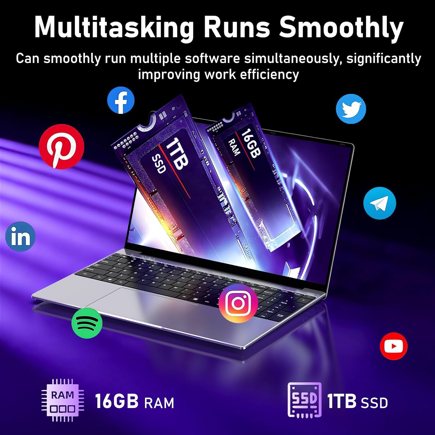 2026 Gaming Laptop,15.6" Windows 11 Pro Laptops Computer with Office 365,16GB RAM 1TB SSD,Intel core i7(Up to 3.9GHz),Backlit Keyboard,Mini HDMI,cam|Mic,Portable Thin for Gming College Student Work