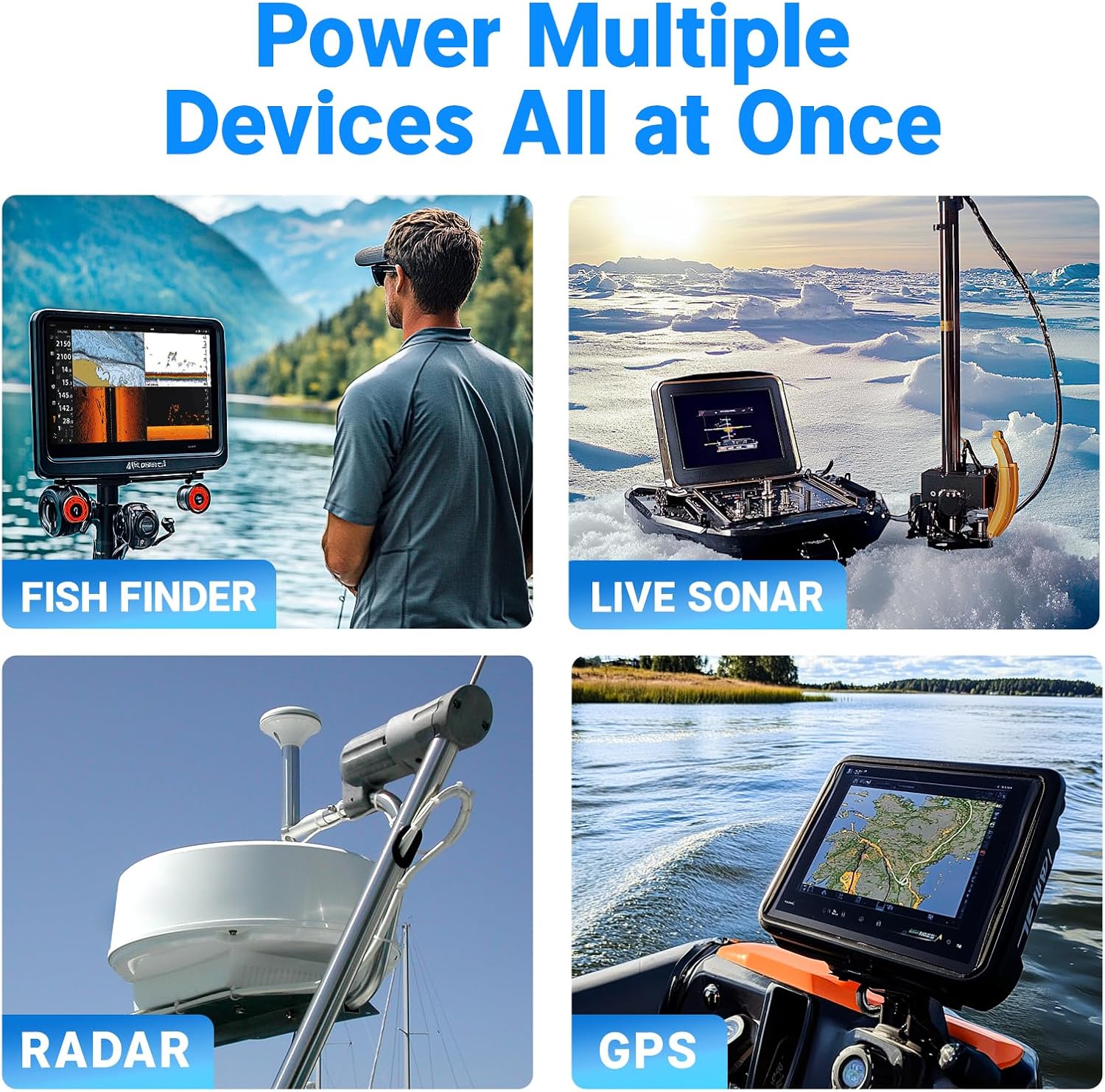 Redodo 16V 30Ah Bluetooth Lithium Marine Battery and 18.25V 10A Charger Set, Low-Temp Cutoff Protections, Perfect for Marine Devices Such as Sonar, Radar, GPS, Fish Finder