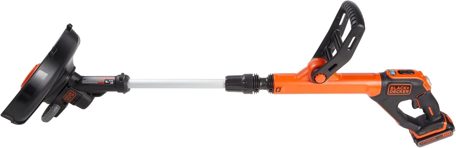 BLACK+DECKER 20V MAX 12 Inch Weed Eater Cordless String Trimmer and Wheeled Edger Lawn Tool with Spool, 2.5Ah Battery and Charger Included, Lightweight, 2 Speed PowerDrive (LST522)