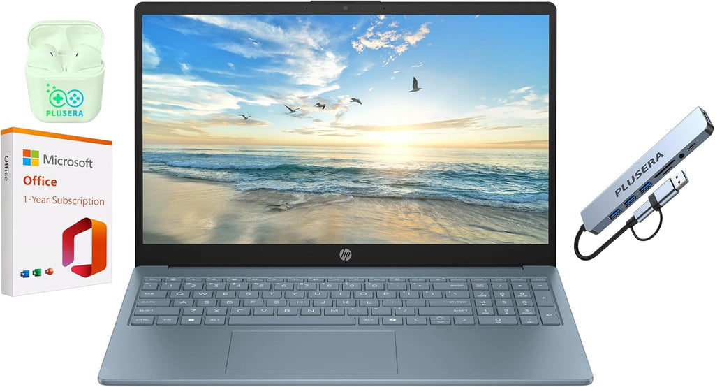 HP 15.6" Business Laptop with 1-Year Microsoft Office 365 with Copliot AI, Quad-Cores Intel Processor, Windows 11, (Moonlight Blue, 16GB RAM)