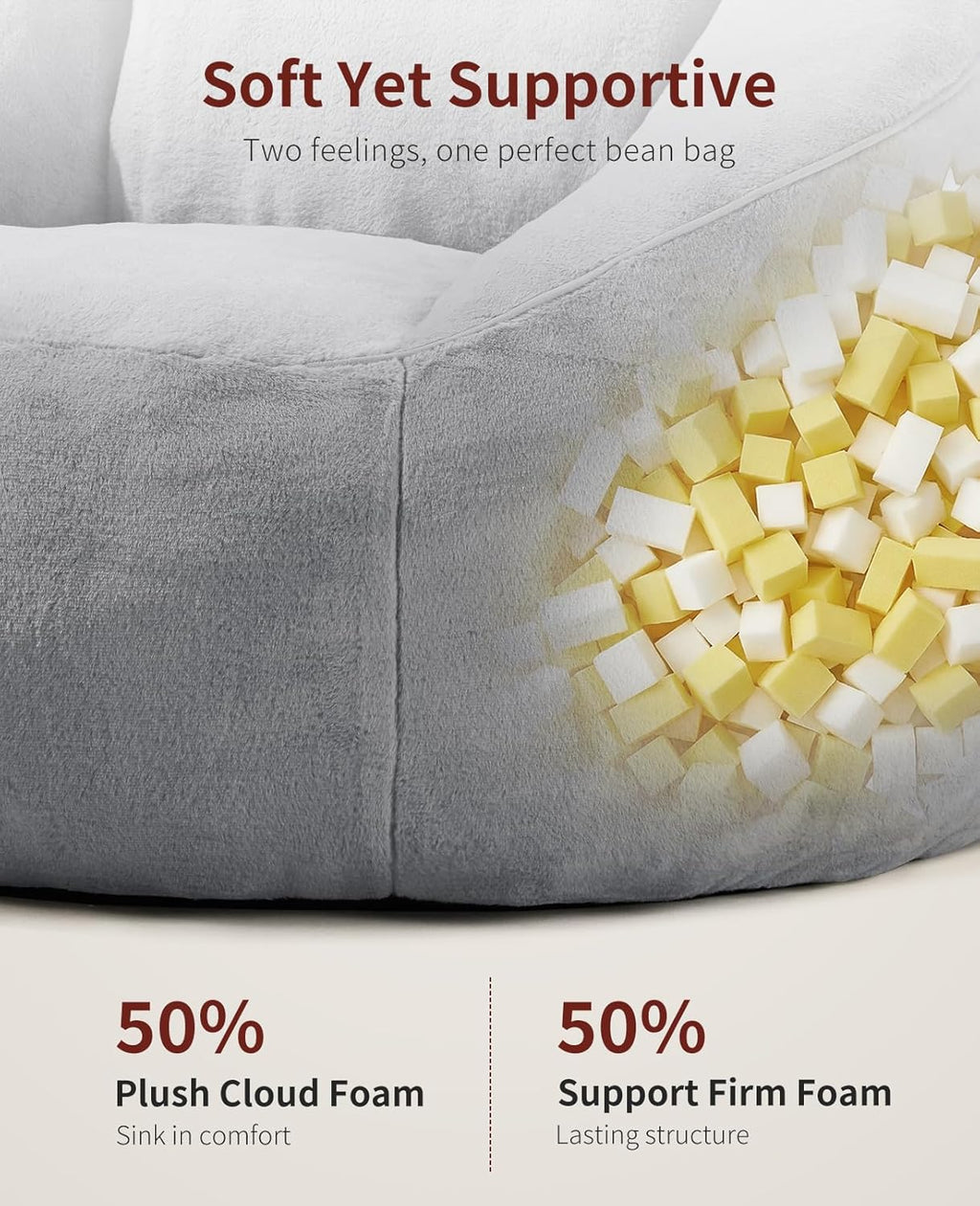 Relefree Cafy Bean Bag Chair for Adults,Oversized Reading Chair with Armrests,Memory Foam Filling Comfy Chair,Giant Cozy Adult Bean Bag Chair,Large Lazy Living Room Chair for Bedroom,Reading Nook