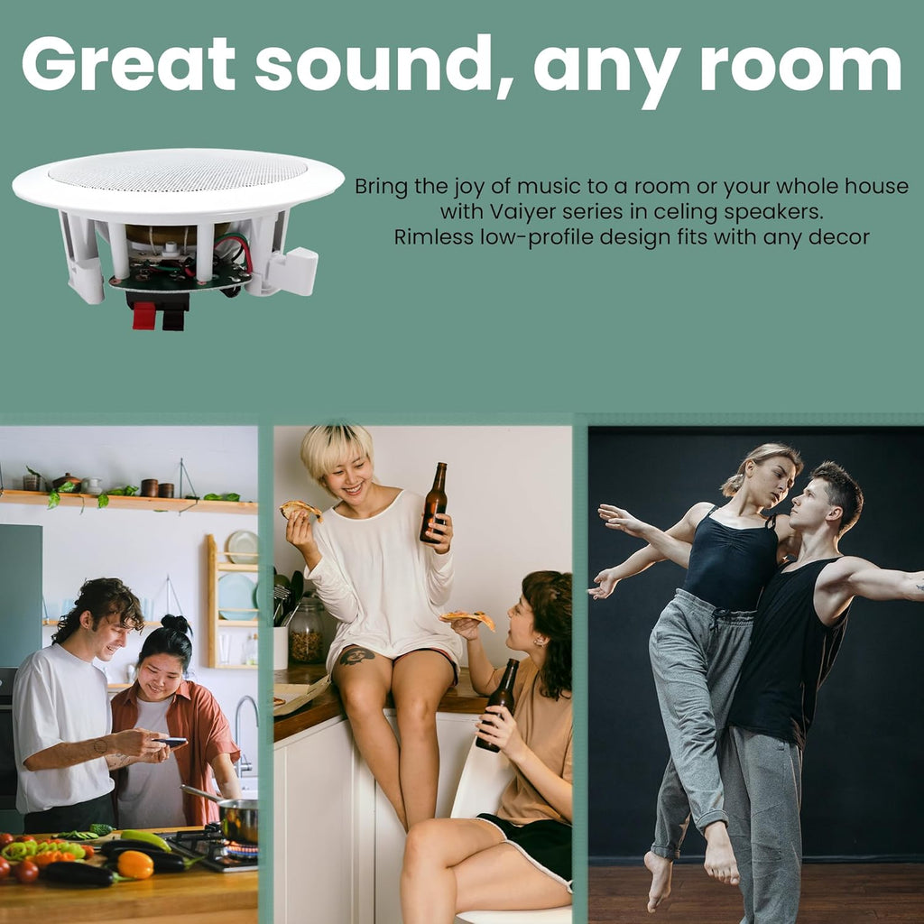 Technical Pro Home Theater System Kit with 1000 Watts 4-Chanel Bluetooth Receiver & 8 Qty 6.5" 200 Watts in-Wall in-Ceiling Speakers of 2-Way Stereo Sound with Woofer/Tweeter, Flush Design