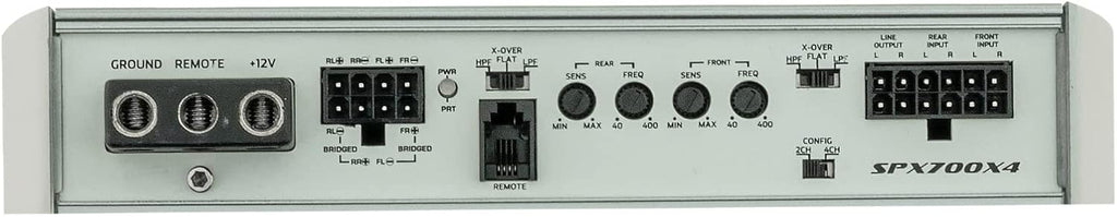 Stinger SPX700X4 Marine & Powersports 4-Channel 700W Class D Micro Amplifier for Motorcycle, Boat, ATV, UTV, Side by Side RZR, 4x4 Off Road Vehicle or Car Audio System, Subwoofer Bass Knob
