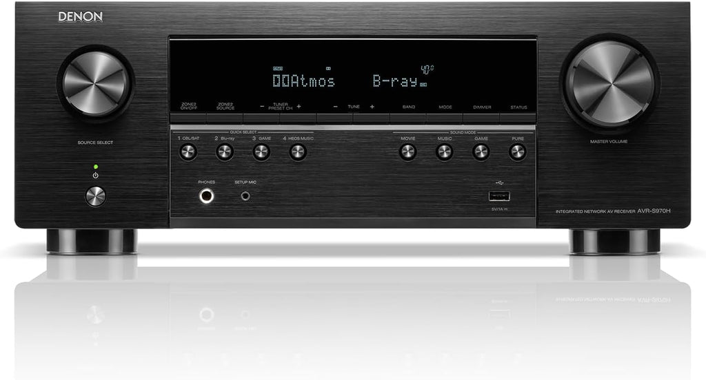 Denon AVR-S970H 8K Ultra HD 7.2 Channel (90W X 7) AV Home Audio Receiver, Built for Gaming, Music Streaming, 3D Audio & Video, Alexa + HEOS, Black, Bluetooth Amplifier