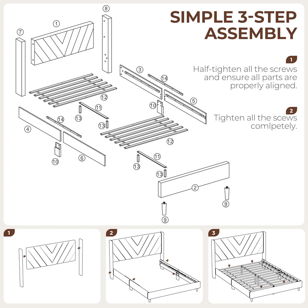 Yaheetech Queen Bed Frame Upholstered Platform Bed/Wooden Slat Support/Tufted Headboard with Wing Side/Mattress Foundation/No Box Spring Needed,Beige Queen