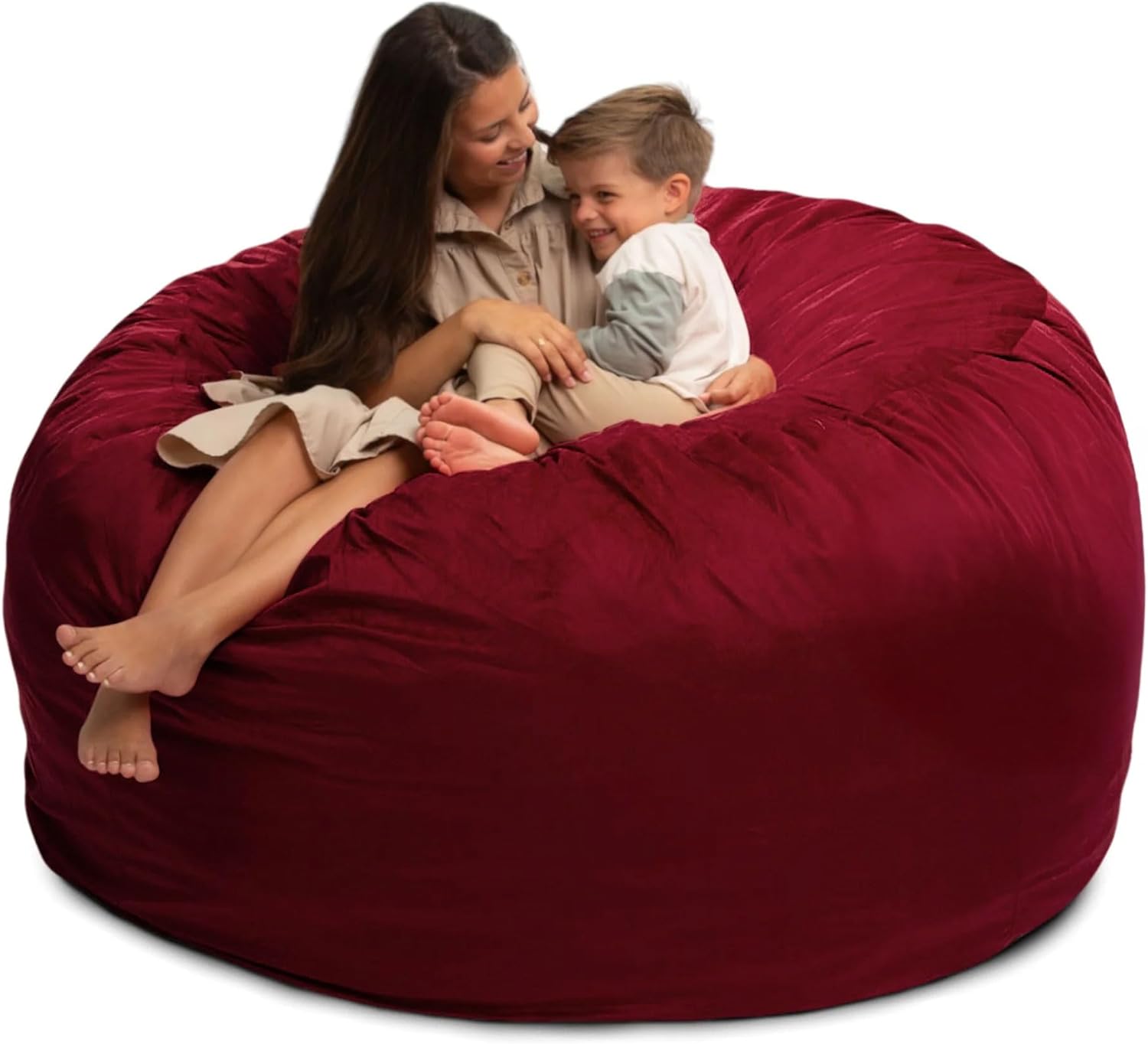 ULTIMATE SACK 6000 6-Foot Bean Bag Chair, Burgundy Suede Cover – Oversized Foam Lounger, Floor Seat, Small Sofa, or Couch Bed for Living Area, Gaming Room, or Reading Lounge