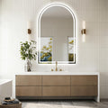 Niccy Arched LED Bathroom Mirror, 48x30 Arch Wall Mounted Frameless Bathroom Mirror for Vanity, Smart Lighted Frontlit Mirrors with Memory Function for Bathroom Bedroom Beauty Hair Salon