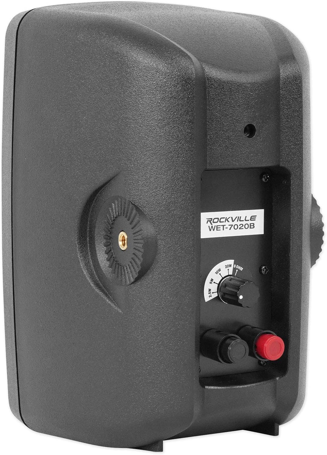 Rockville WET-7020B Black 5.25" 70V IPX55 Indoor/Outdoor Wall Speakers with 4-Way Swivel Brackets, Built-in Transformer tap Switch, Waterproof ABS & Aluminum Grill, for Multi-Room Home Audio, 4-Pairs