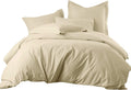 sheetsnthings Solid 300-Thread-Count, 100-Percent Cotton 7PC Full Bedding Set-Duvet Cover and Shams with Bed Sheets, Beige