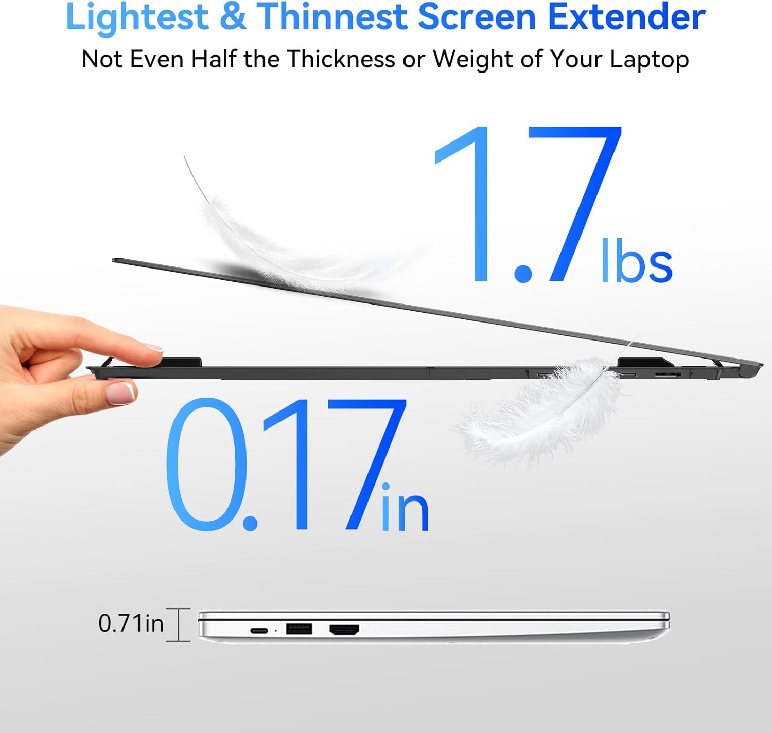 Blackview Laptop Screen Extender, 1.7lbs Ultra-Light & 0.17" Ultra-Slim, 15.6" FHD 1080P IPS Portable Laptop Monitor Extender,Travel Dual Monitor for 14-17",Plug & Play for Windows/Mac/Android/Switch