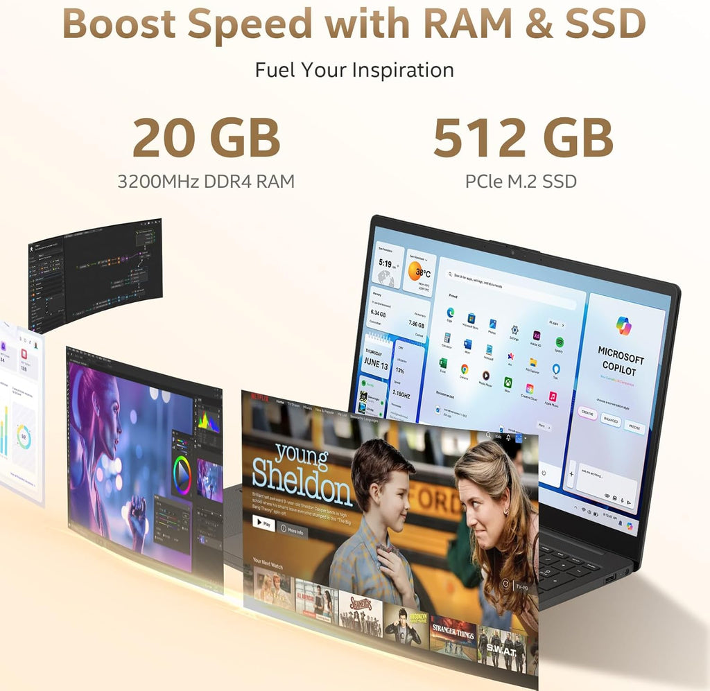 HP Flagship Business Laptop, 15.6" FHD IPS Display, AMD Ryzen 7 7730U, 20GB RAM, 512GB PCle SSD, Windows 11 Pro, Copilot AI, WiFi 6, Bluetooth, Numeric Keyboard, with Patented Accessories, Black