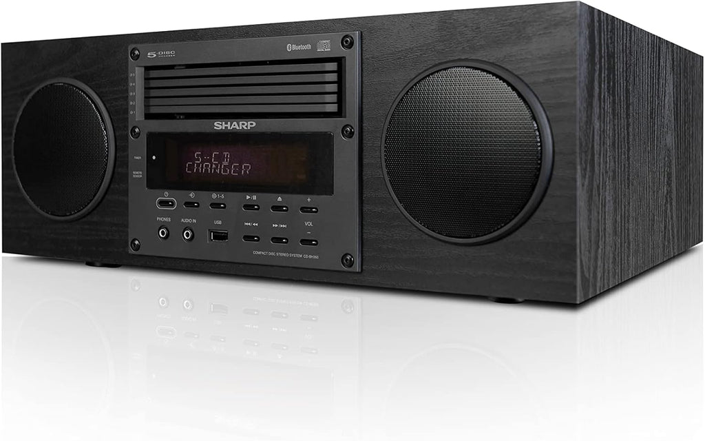 Sharp CD-BH350 Micro Audio Component System with 5 CD Changer, Bluetooth, FM Radio & USB Playback - 50 Watts RMS