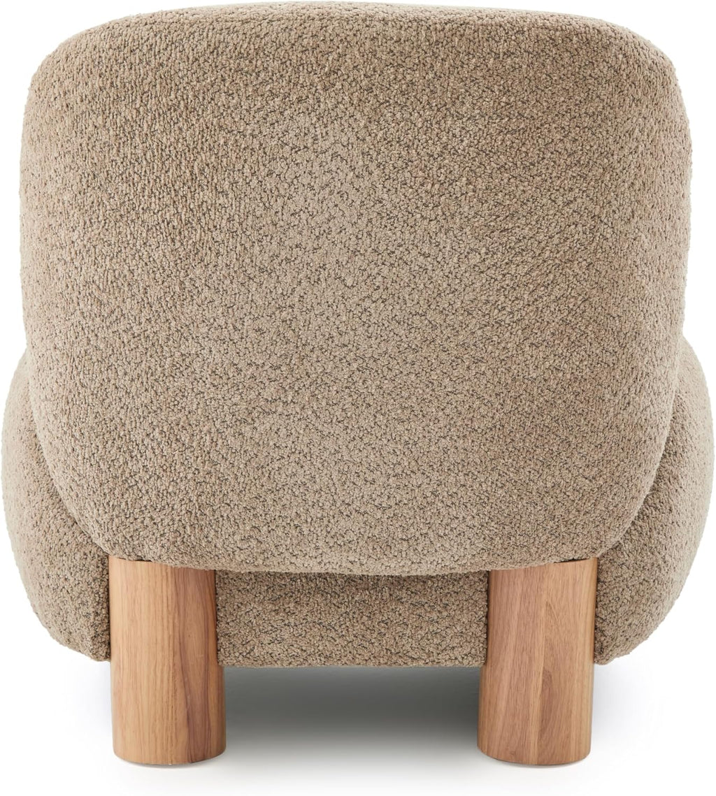 Christopher Knight Home Modern Low Profile Accent Chair for Living Room, Boucle Upholstered Armless Chair with Rubberwood Legs, Comfy Lounge Armchair, Plush Cloud-Like Seating for Bedroom, Light Brown