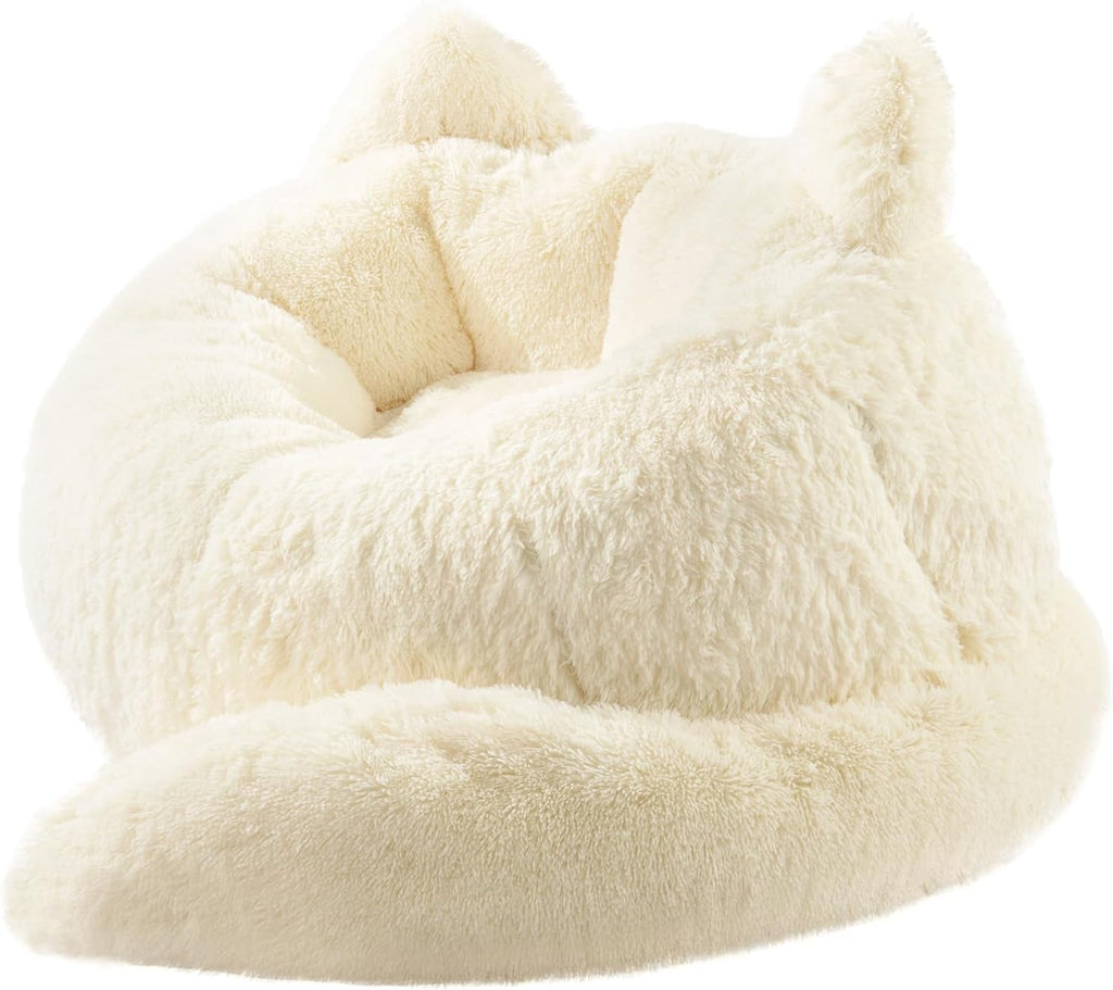 Achicsofar Bean Bag Chair for Adults Teens Giant Faux Fur Bean Bag Chairs with Filler Fluffy Plush Cat Shaped Beanbag Couch Comfy Accent Floor Sofa for Gaming, Reading in Living Room, Bedroom, Dorm