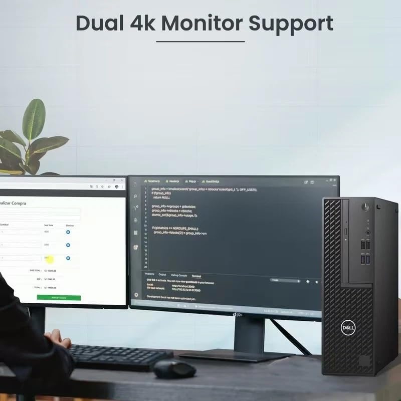 Dell OptiPlex SFF Desktop PC | Intel Core i5-10th Gen | 16GB DDR4 RAM | 256GB SSD | Dual 24" Monitor | Wireless Keyboard Mouse | Built-in WiFi | Business Office Computer | Windows 11 Pro (Renewed)