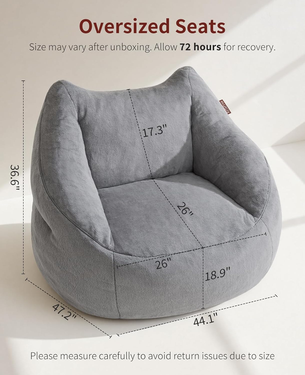 Relefree Cafy Bean Bag Chair for Adults,Oversized Reading Chair with Armrests,Memory Foam Filling Comfy Chair,Giant Cozy Adult Bean Bag Chair,Large Lazy Living Room Chair for Bedroom,Reading Nook
