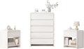 AMERLIFE Modern 3-Piece Bedroom Furniture Set with 5-Drawer Dresser and 2 Nightstands, Large Storage Capacity, Rounded Corners, Flexible Combination Design, White