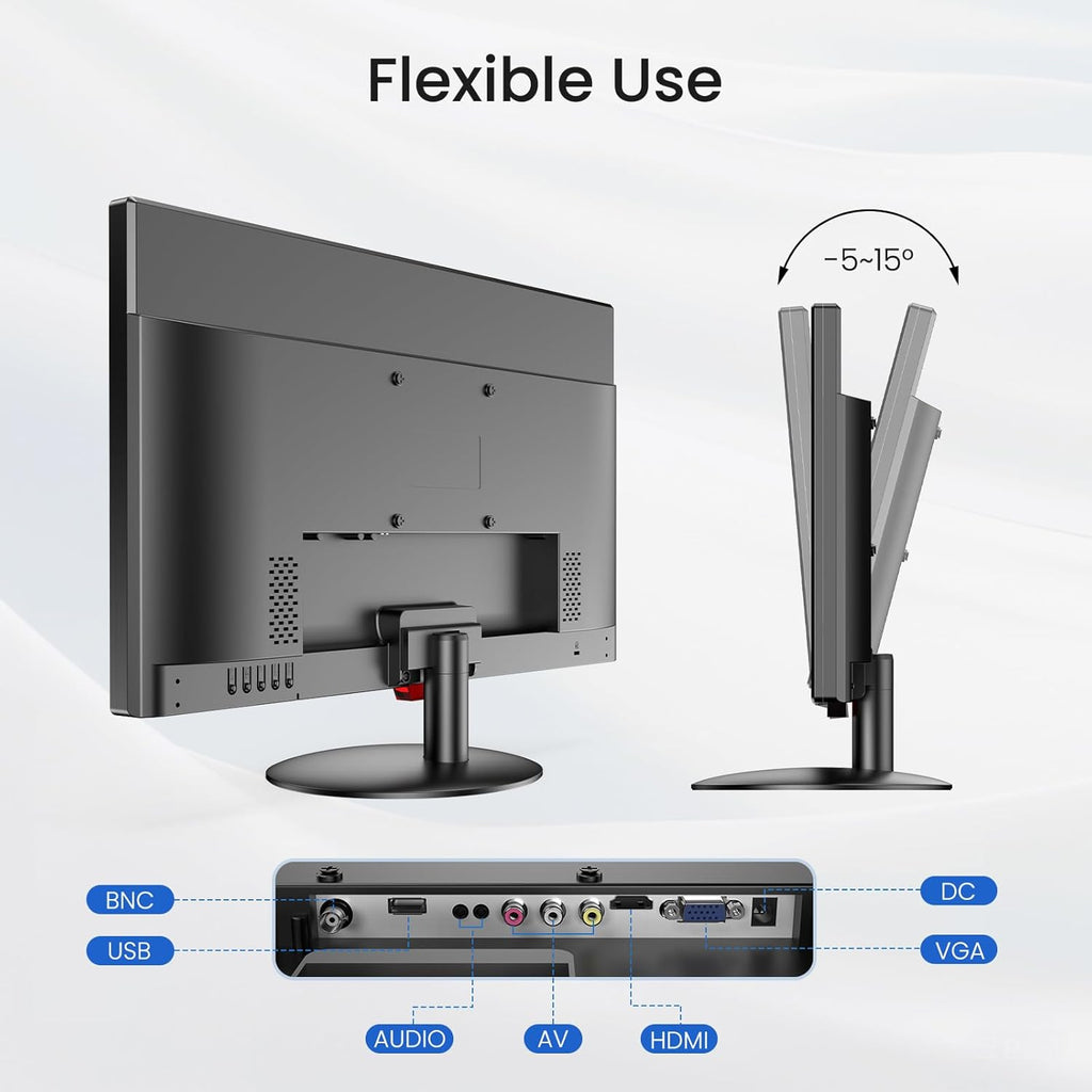 Eyoyo Security Camera Monitor 22-inch, 1080P FHD 75Hz LED PC Screen with HDMI VGA AV BNC USB Inputs, Built- in Speakers, Video Monitor for CCTV NVR DVR
